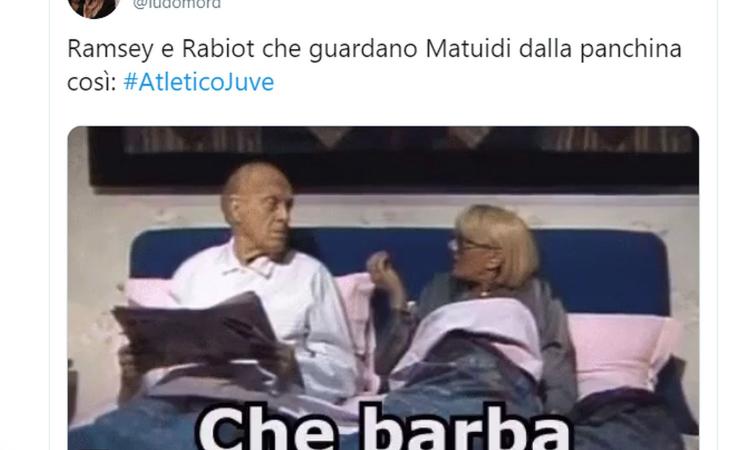 Atletico-Juve, l'ironia social: 'La maglia sembra quella del Napoli'. Ramsey-Rabiot come i coniugi Vianello