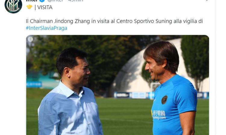 Inter, è arrivato Zhang Jindong: 'Felice dell'inizio di stagione'. In serata cena con Moratti