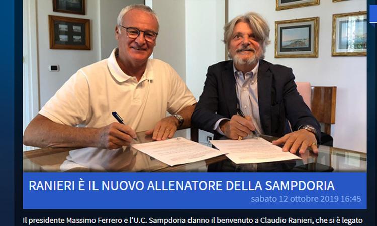 Sampdoria, UFFICIALE: Ranieri è il nuovo allenatore