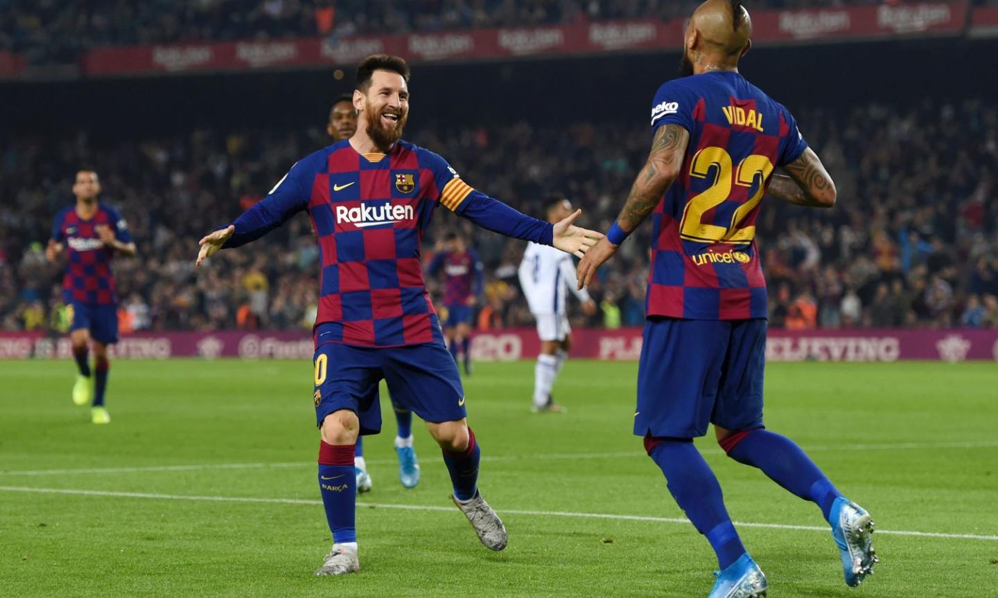 Liga: solo pari per l'Atletico. Barcellona manita e testa della classifica: super Messi, segna anche Vidal