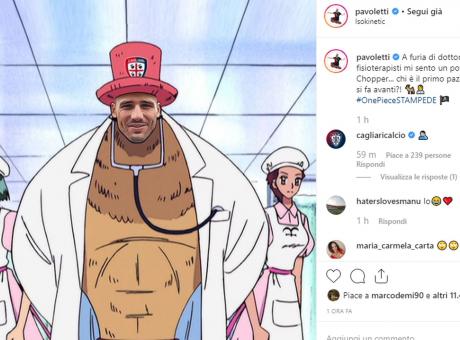 Cagliari, Pavoletti in versione One Piece: 'Sembro Chopper' FOTO