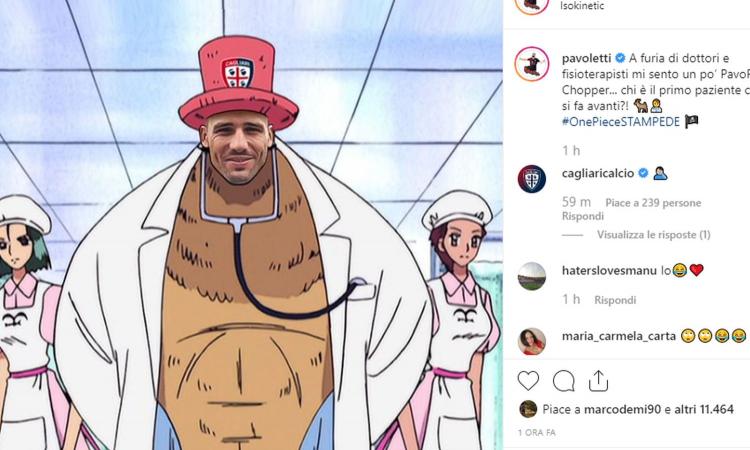 Cagliari, Pavoletti in versione One Piece: 'Sembro Chopper' FOTO
