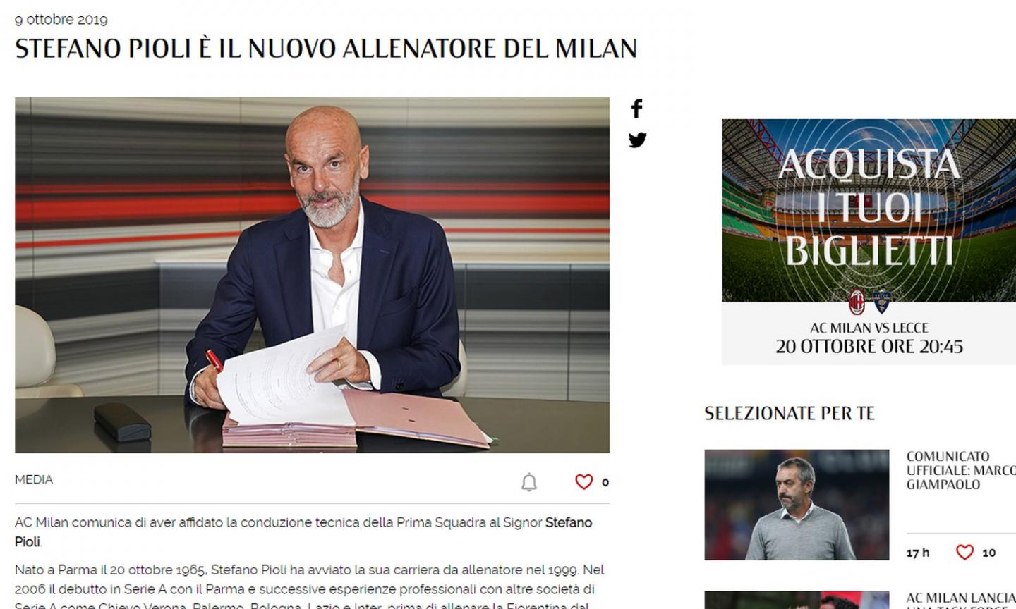 Le 5 cose che non sai di Pioli, nuovo allenatore del Milan