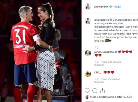 Schweinsteiger si ritira, il dolce messaggio di Ana Ivanovic FOTO