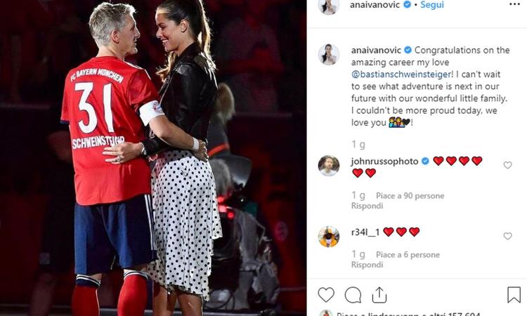 Schweinsteiger si ritira, il dolce messaggio di Ana Ivanovic FOTO