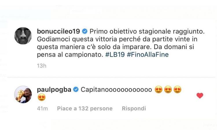 Pogba, messaggio d'amore alla Juve e Bonucci: 'Capitano!'