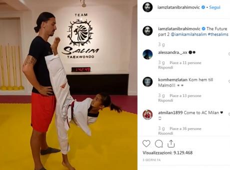 Ibra impassibile mentre la ragazzina lo sfida a taekwondo FOTO