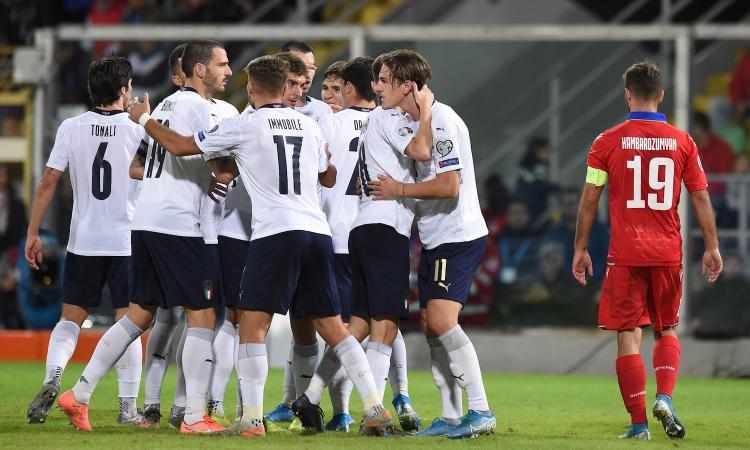 Italia da paura: 9-1 all’Armenia, percorso record per Mancini