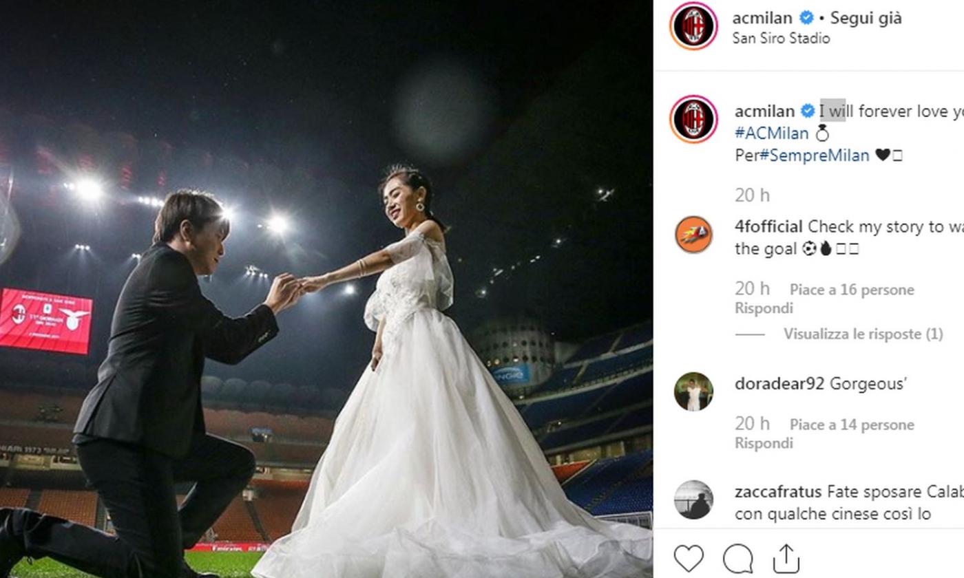 Milan, matrimonio a San Siro prima della Lazio: FOTO su Instagram, tifosi imbufaliti e tanti like