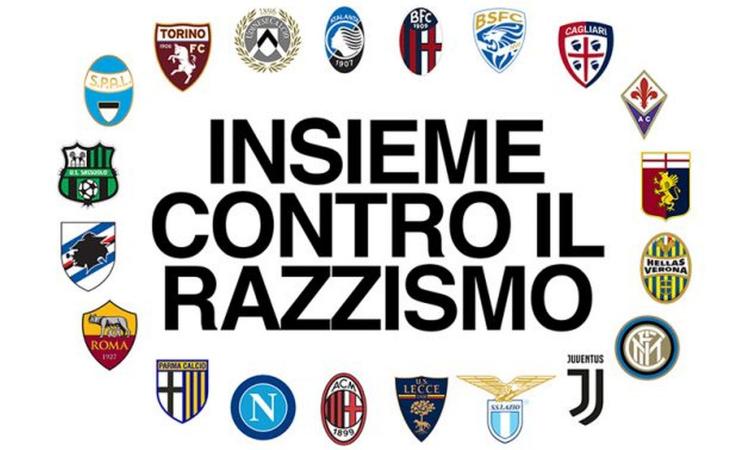Lettera dei 20 club di Serie A contro il razzismo: 'Non abbiamo combattuto a sufficienza, è motivo di vergogna'