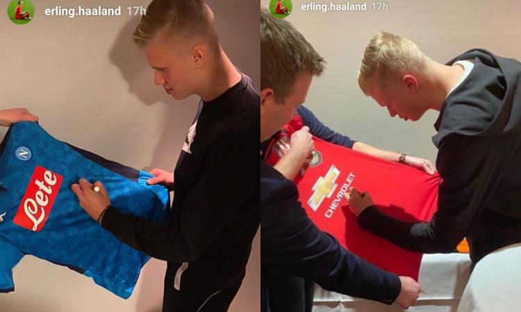 Haaland, indizio di mercato? Spunta una maglia del Napoli FOTO