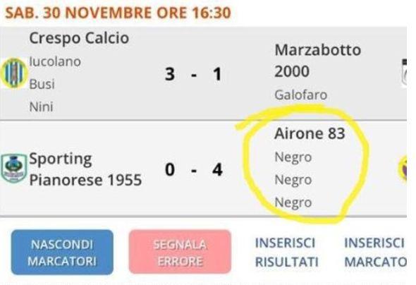 Razzismo nel bolognese, club Juniores denuncia: 'Tabellino modificato con la parola 'negro''