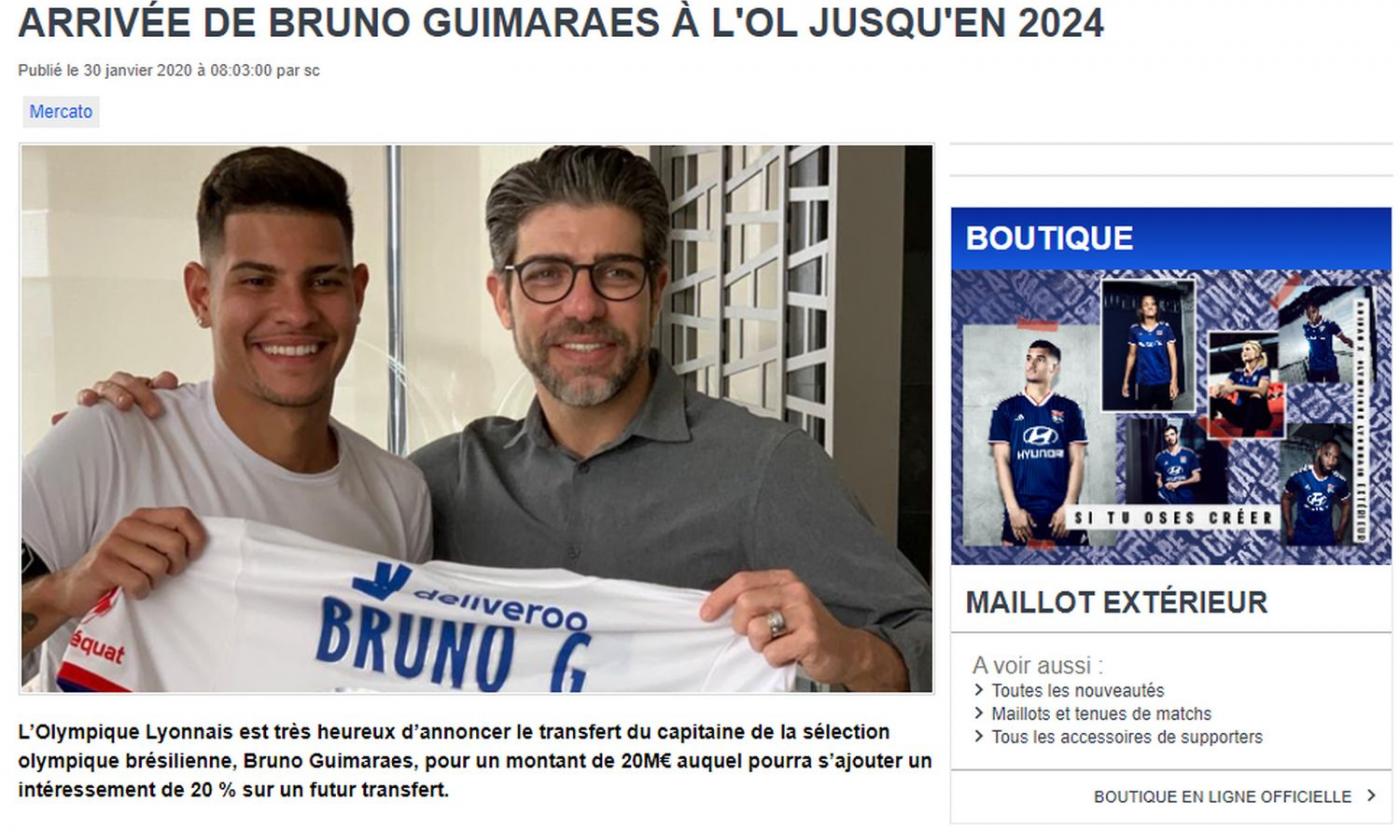 Lione, UFFICIALE: ha firmato Bruno Guimaraes