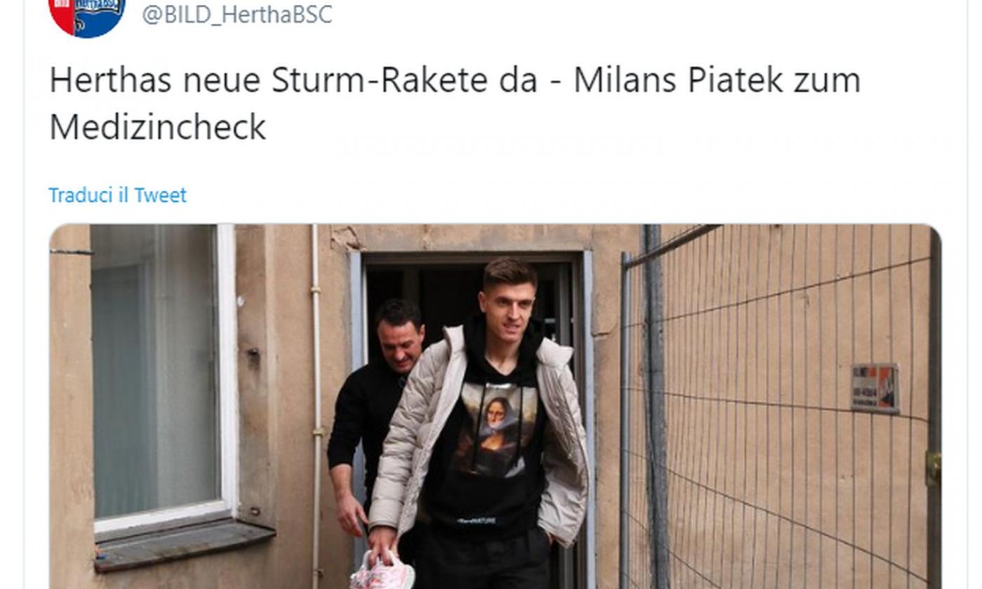 Milan, Piatek all'Hertha Berlino: iniziate le visite mediche