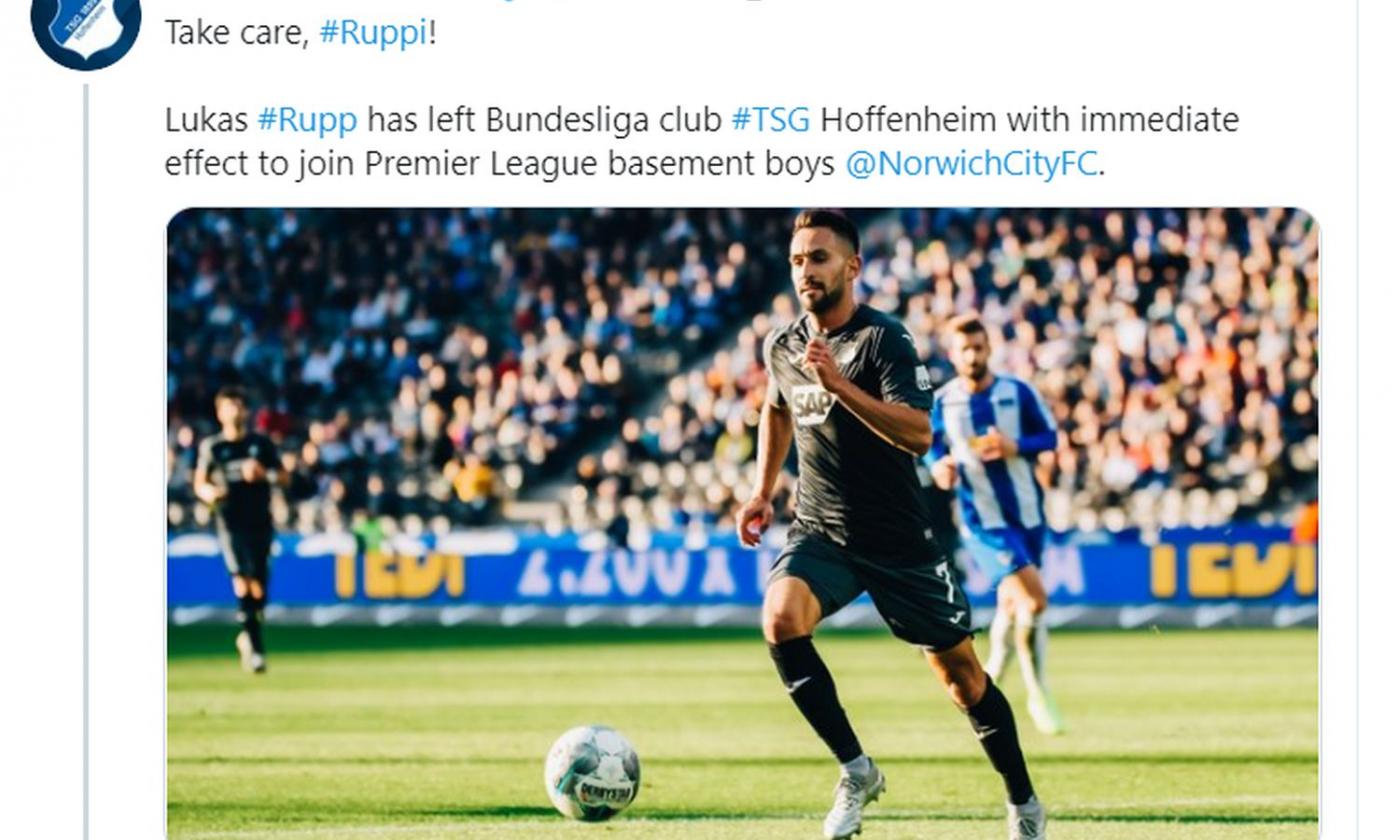 Hoffenheim, UFFICIALE: Rupp al Norwich