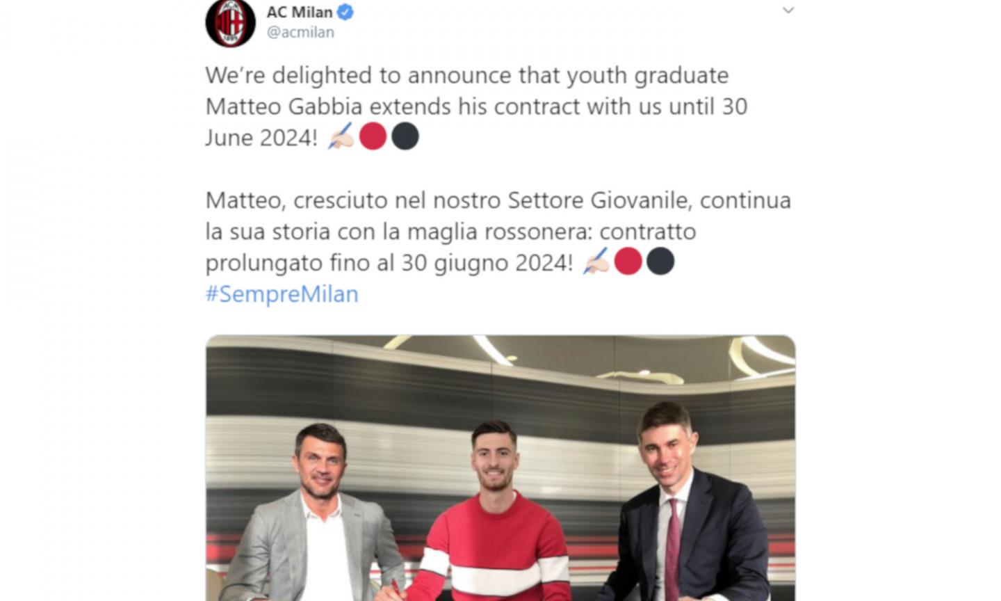 AC Milan, Official: Gabbia has renewed his contract