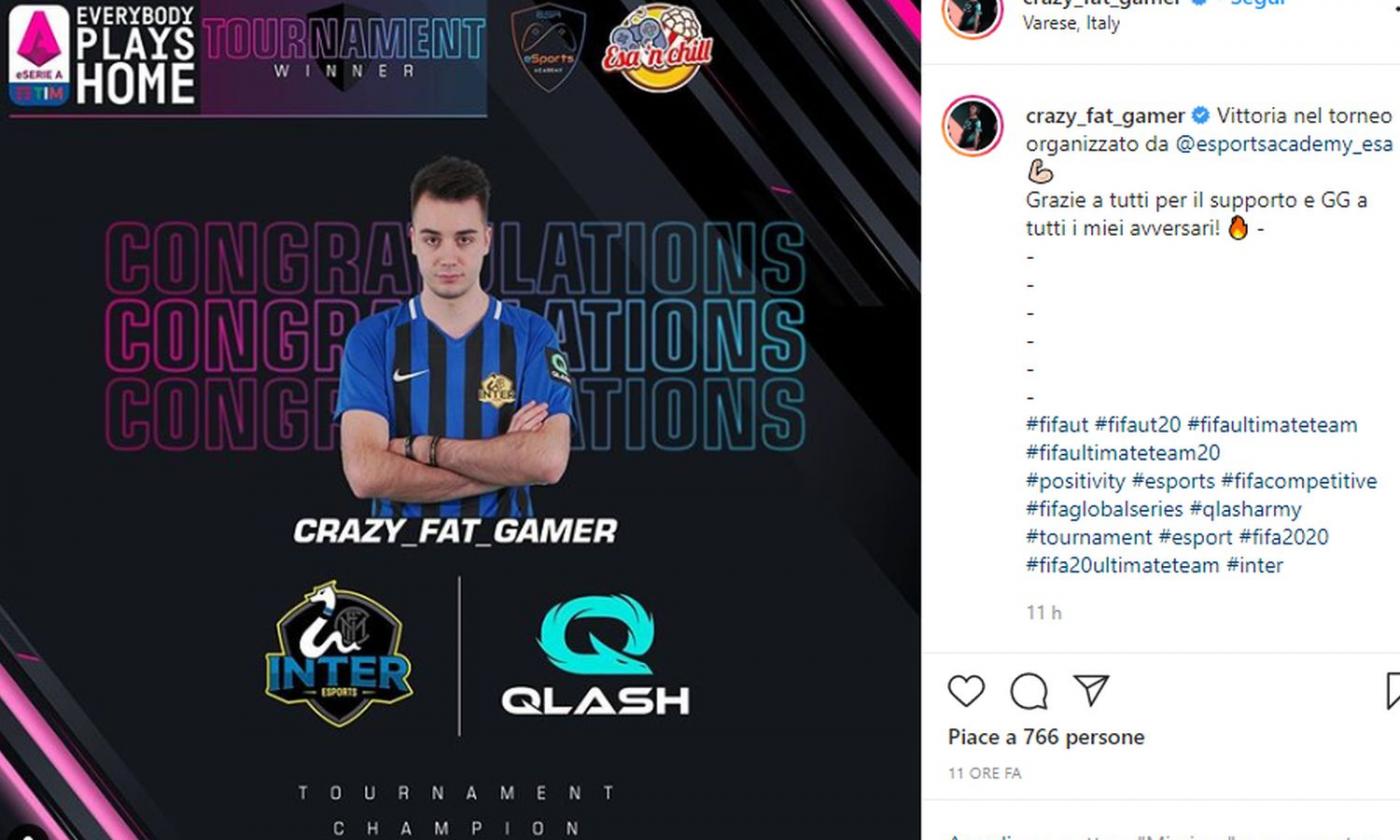 Inter, arriva il primo titolo eSports: Campagnani vince 'Waiting for eSerie A' su Fifa 20