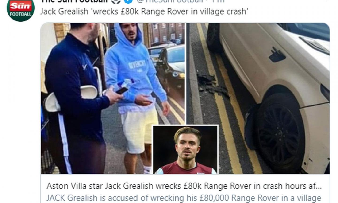 Incredibile Grealish: prima invita i fan a stare a casa, poi fa festa tutta la notte e sfascia l'auto da 80.000 sterline