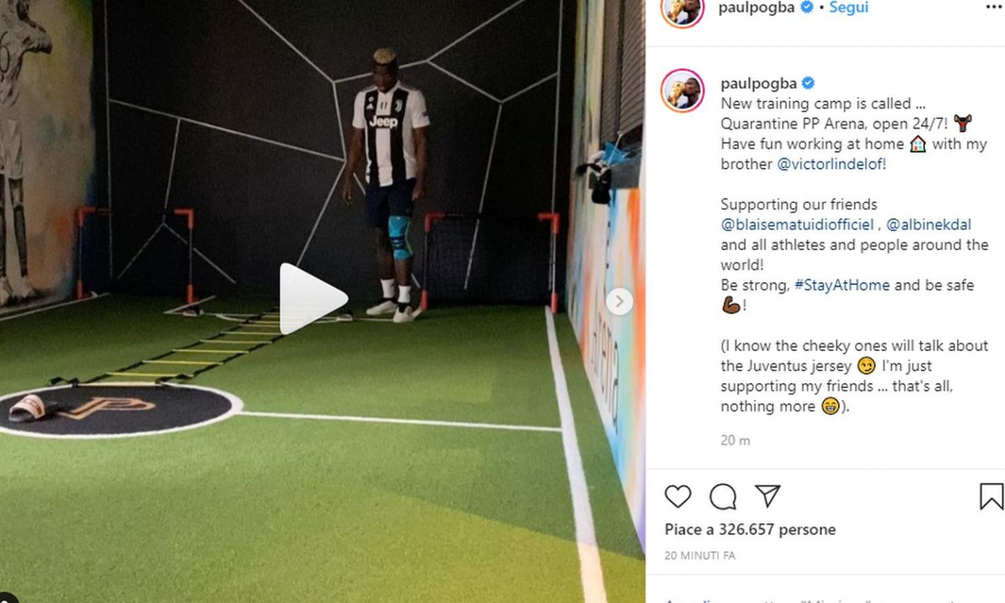 Pogba si allena con la maglia della Juve: 'Solidarietà a Matuidi' VIDEO