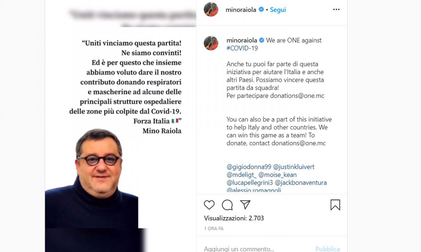 Da Donnarumma a de Ligt, da Balotelli a de Vrij: la squadra di Raiola unita contro il Coronavirus VIDEO