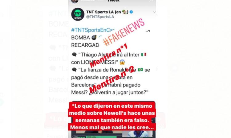 Messi-Inter, la smentita su Instagram: 'Bugia'