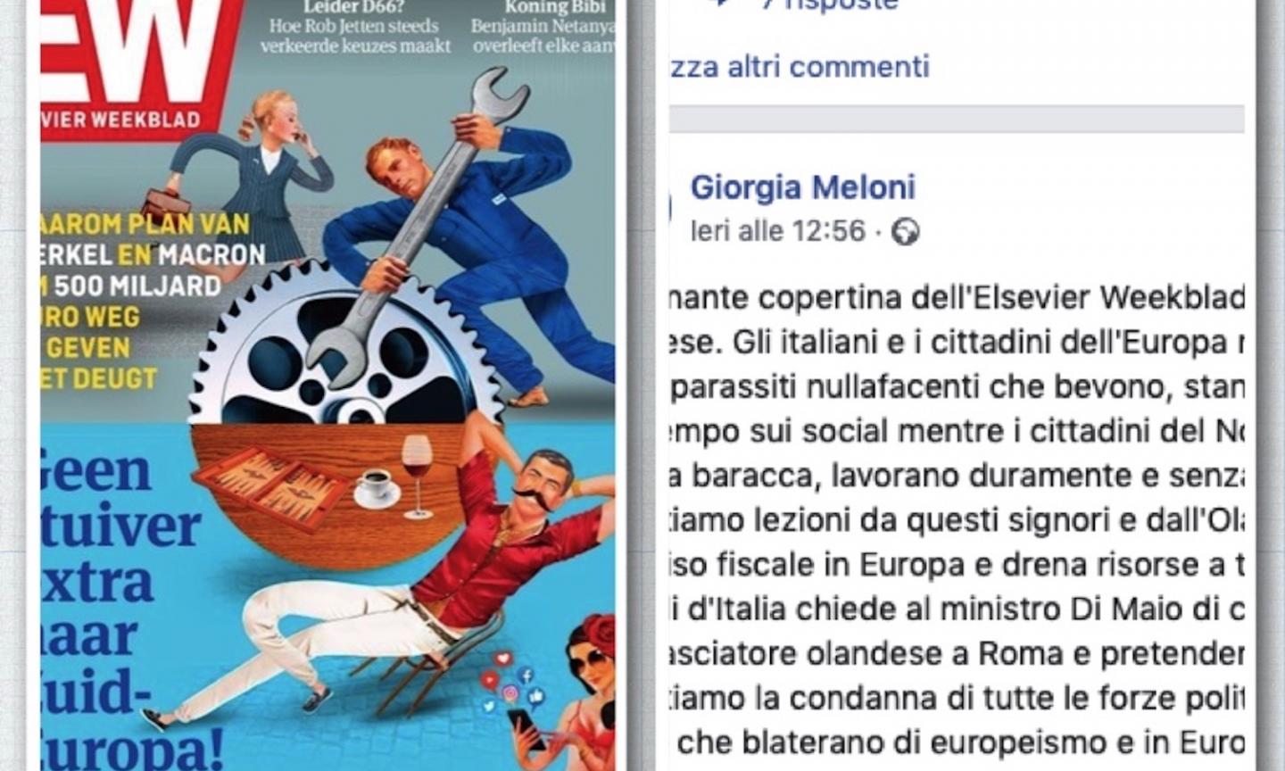 'Italiani come parassiti'. L'ira della Meloni contro il settimanale olandese 