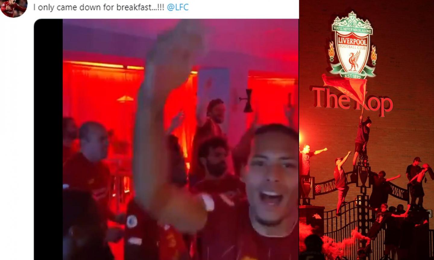 Liverpool campione, in migliaia ad Anfield nella notte. E Van Dijk guida la festa in albergo FOTO e VIDEO