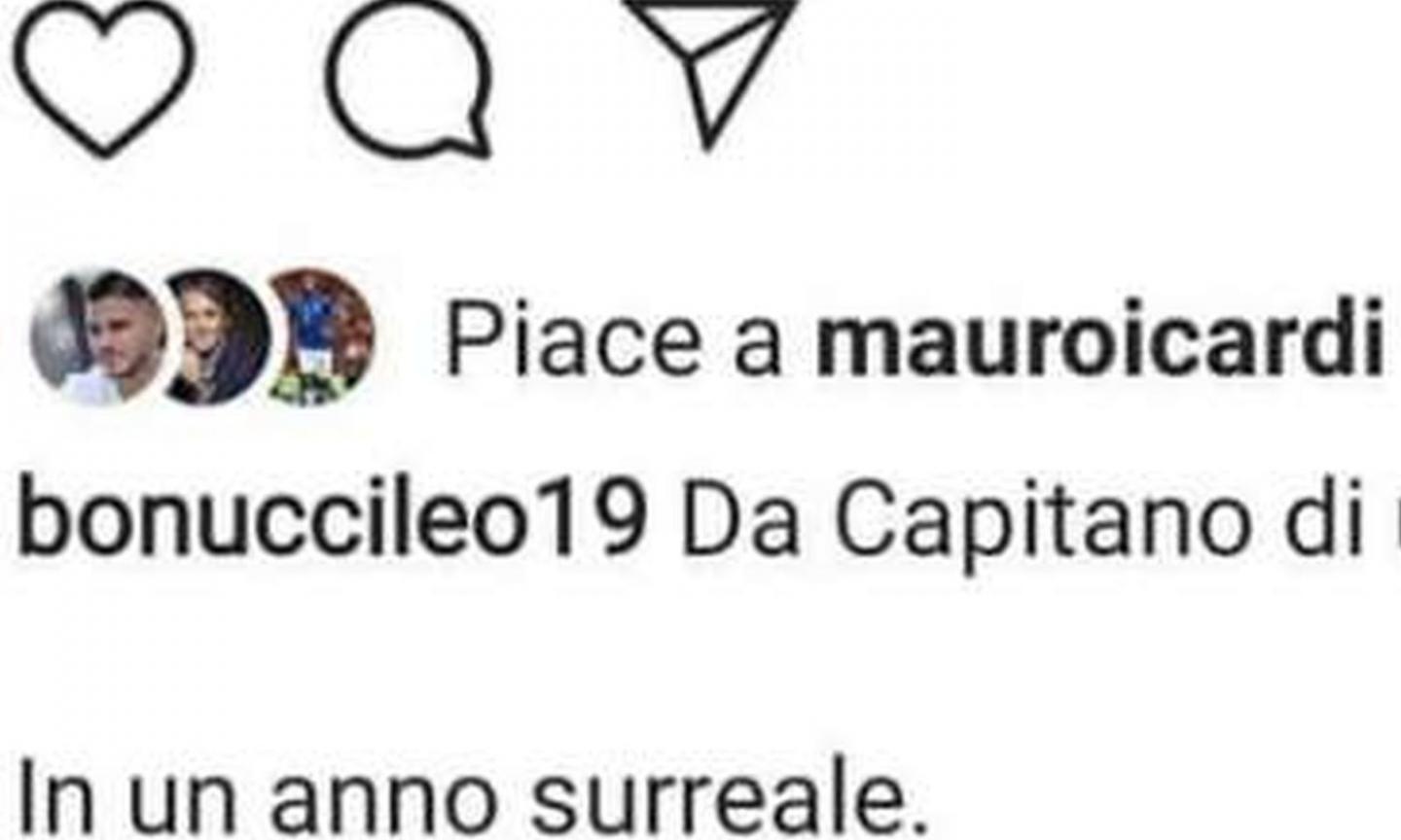 Bonucci celebra lo scudetto e arriva il like di Icardi FOTO