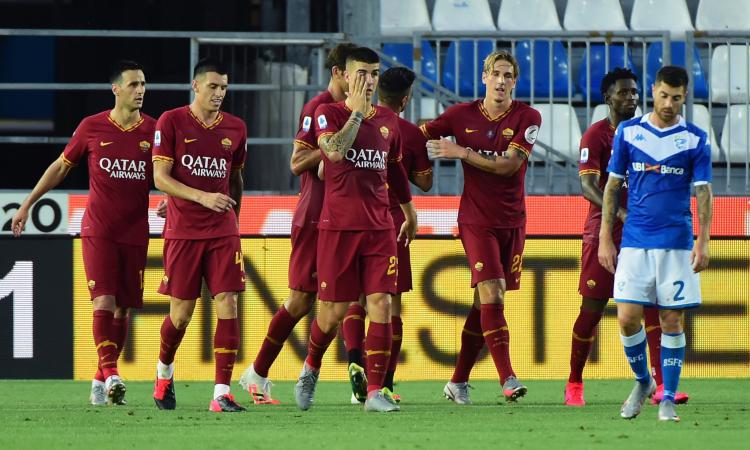 Zaniolo torna al gol nel 3-0 della Roma, Brescia verso la B