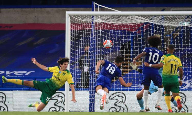 Premier League: Giroud dedice Chelsea-Norwich, Jorginho in campo 90 minuti
