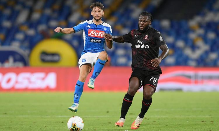 Kessie riacciuffa Mertens, il Milan tiene in dieci: 2-2 a Napoli