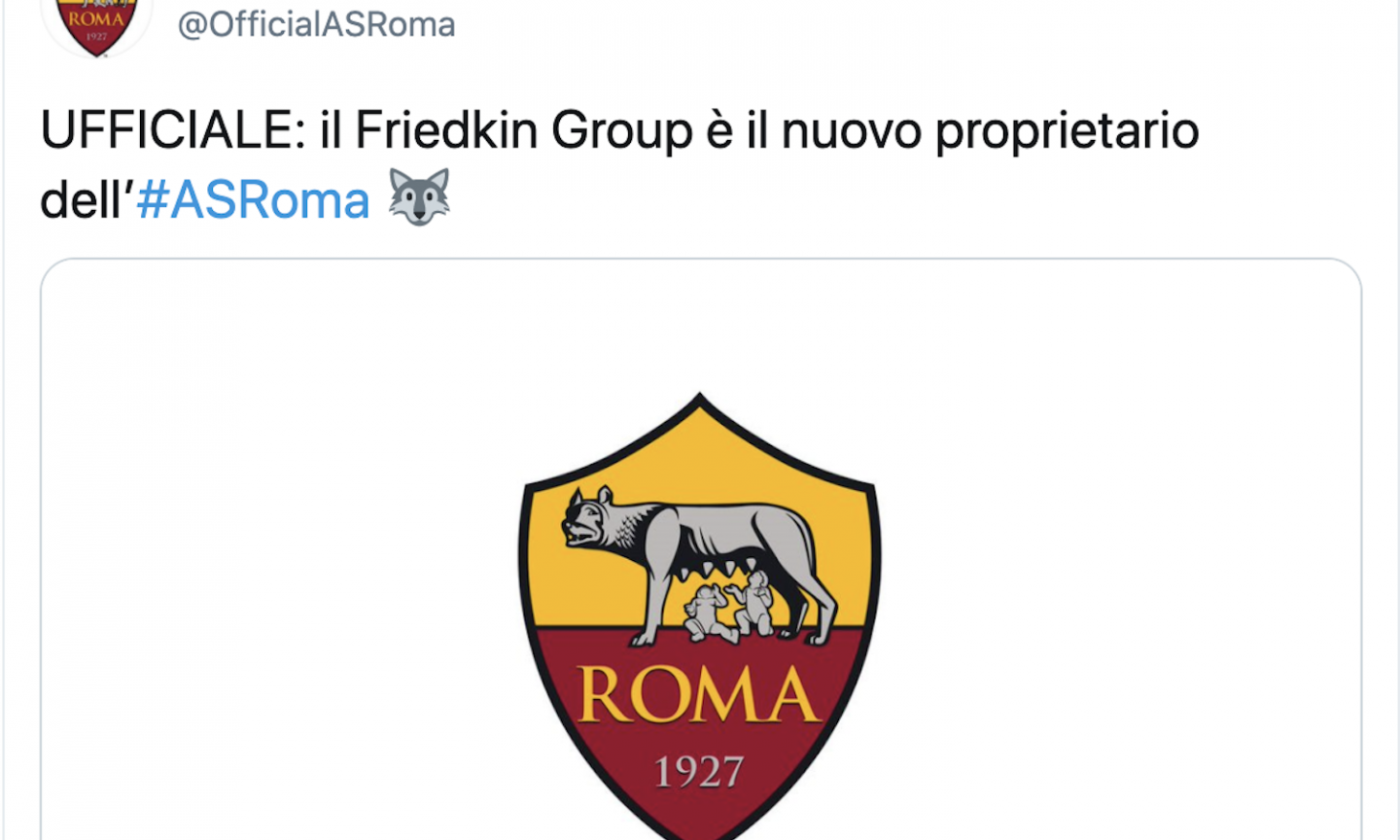 UFFICIALE: LA ROMA È DEL GRUPPO FRIEDKIN