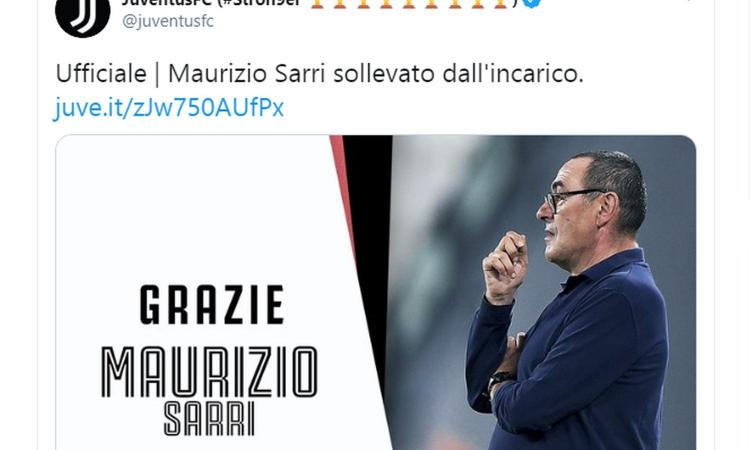 JUVE, UFFICIALE: SARRI E' STATO ESONERATO!