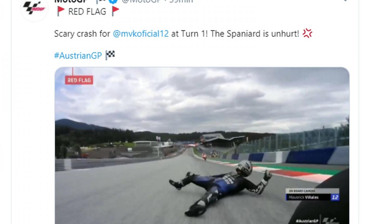 MotoGP, che spavento per Viñales: i freni non vanno, lui si lancia giù dalla moto a 210 km/h! VIDEO