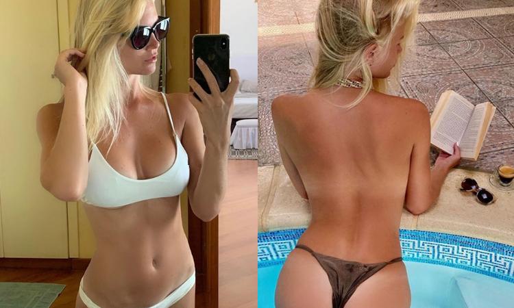 Daniela Christiansson, la compagna di Maxi Lopez è senza freni: FOTO in topless e perizoma in piscina