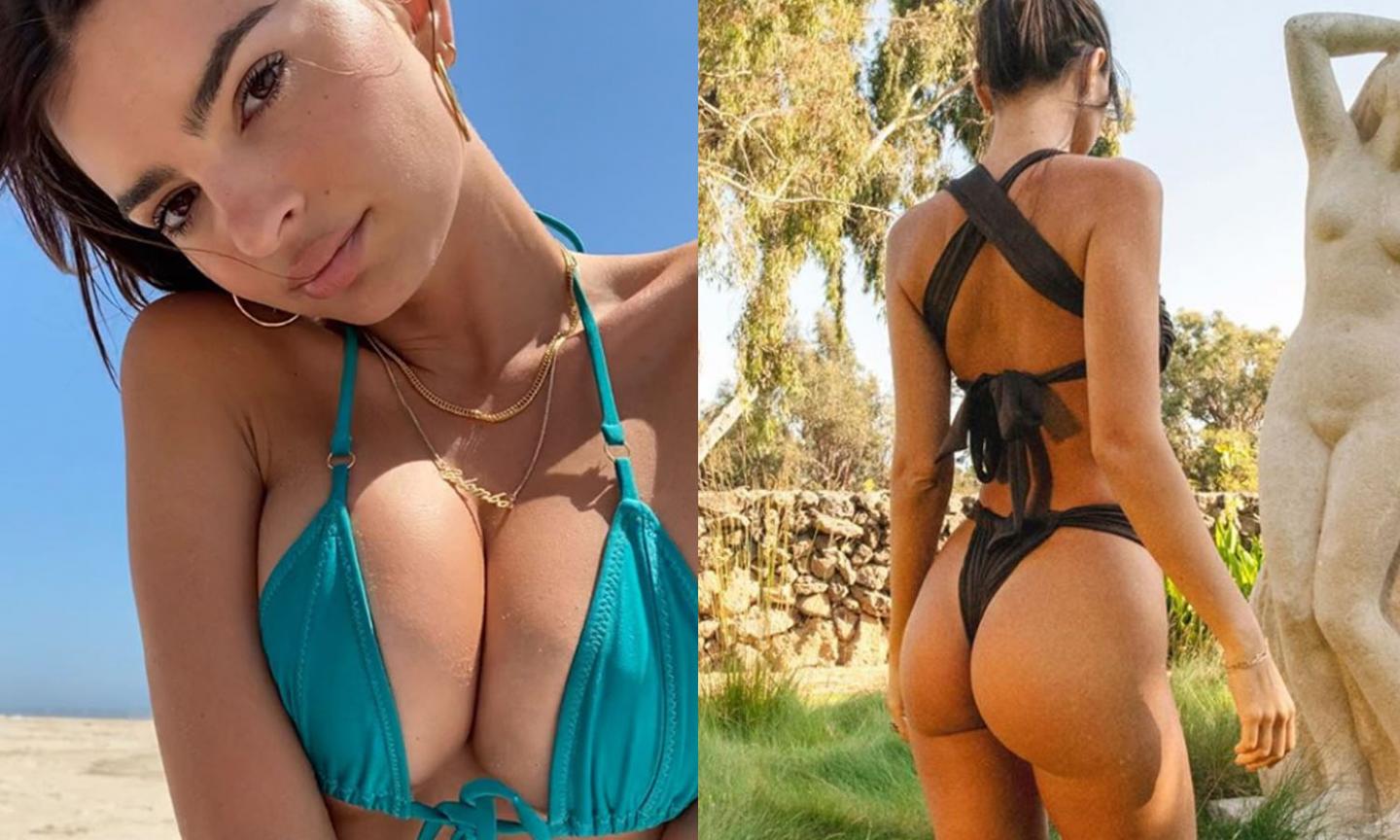 Emily Ratajkowski non pensa alla Juve e lancia i nuovi bikini. 'Irreale', 'On fire', parola di lady Gotze e Bella Hadid FOTO