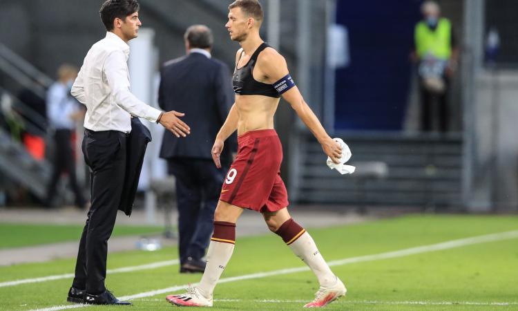 Roma surclassata dal Siviglia: Fonseca sbaglia tutto, Dzeko glielo fa notare