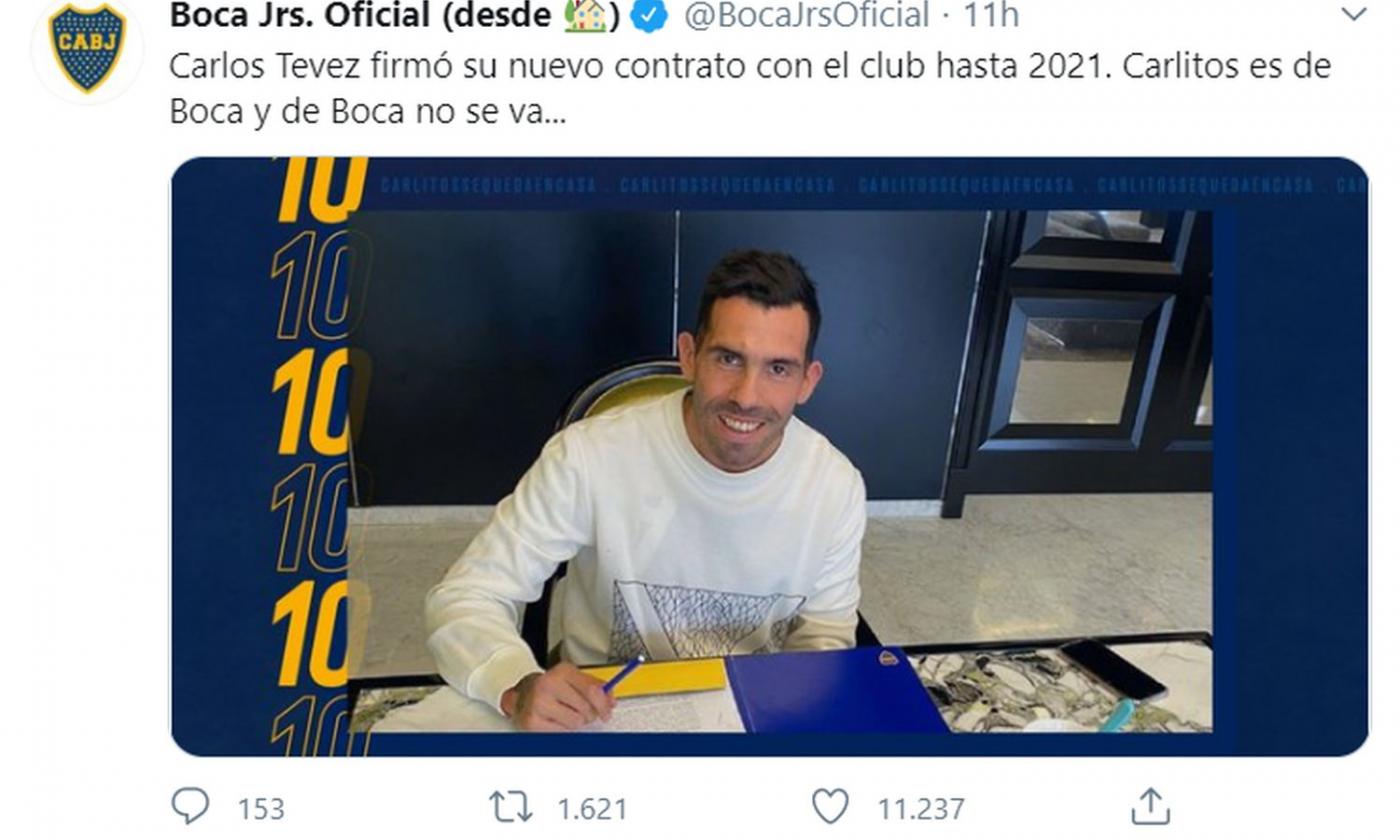 Ex Juve, UFFICIALE: Tevez rinnova col Boca Juniors