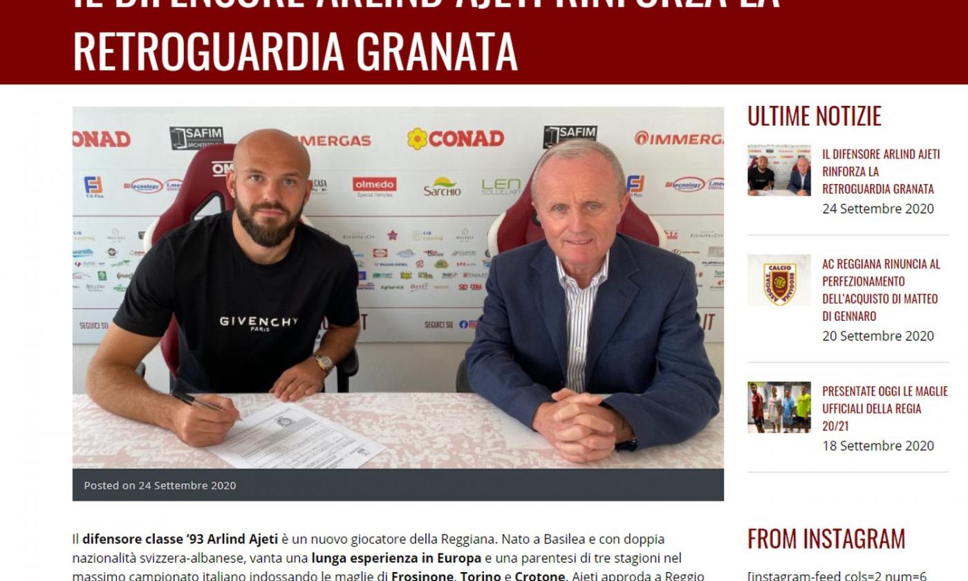 Reggiana, UFFICIALE: ecco Ajeti