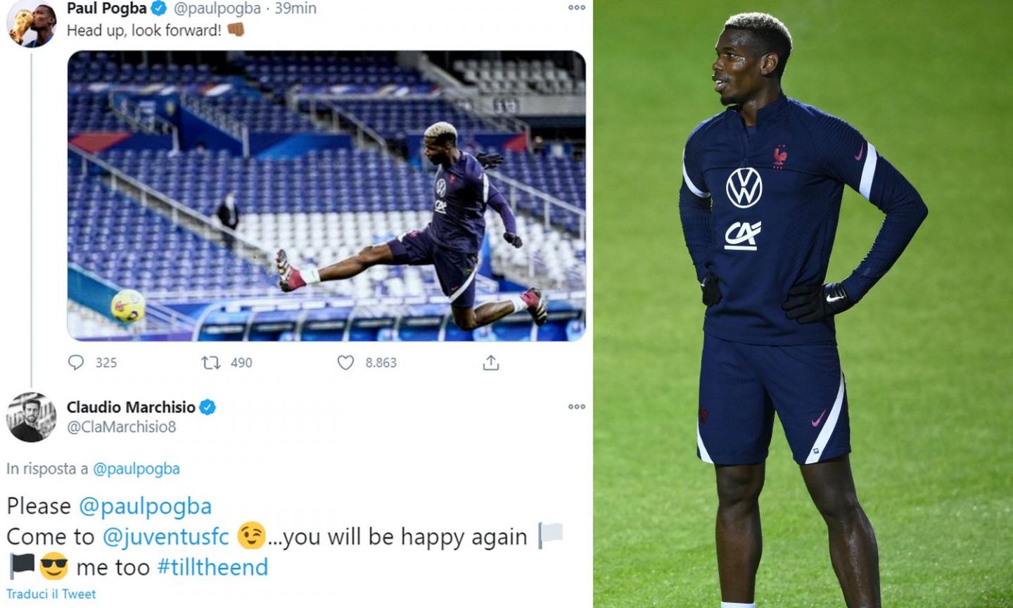 Marchisio scrive a Pogba: 'Vieni alla Juve, tornerai a essere felice' FOTO