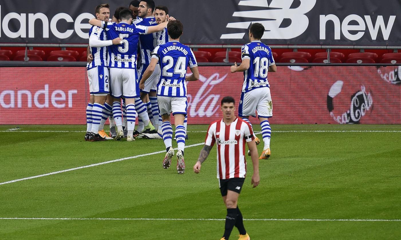 Liga: la Real Sociedad vince il derby basco contro l'Athletic Bilbao, pari Osasuna-Alaves VIDEO