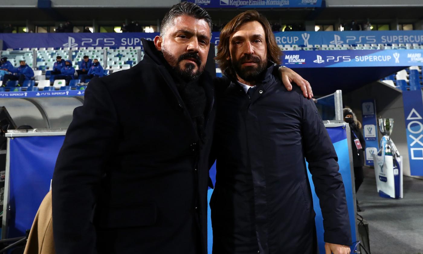 Juve-Napoli: l'abbraccio tra Pirlo e Gattuso FOTO