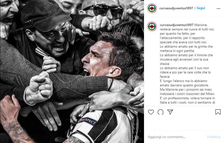 Curva Sud Juve: 'Caro Mandzukic, ti abbiamo amato davvero. Bentornato, ma farà male vederti al Milan'. La risposta