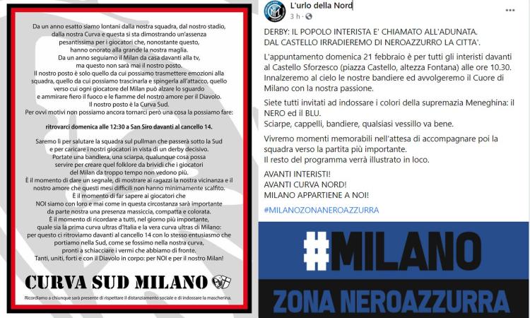 Milan-Inter, le iniziative degli ultras in vista del derby