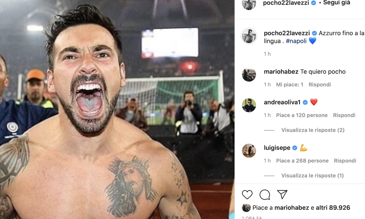 Lavezzi carica il Napoli verso la Juve: 'Azzurro fino alla lingua!' FOTO