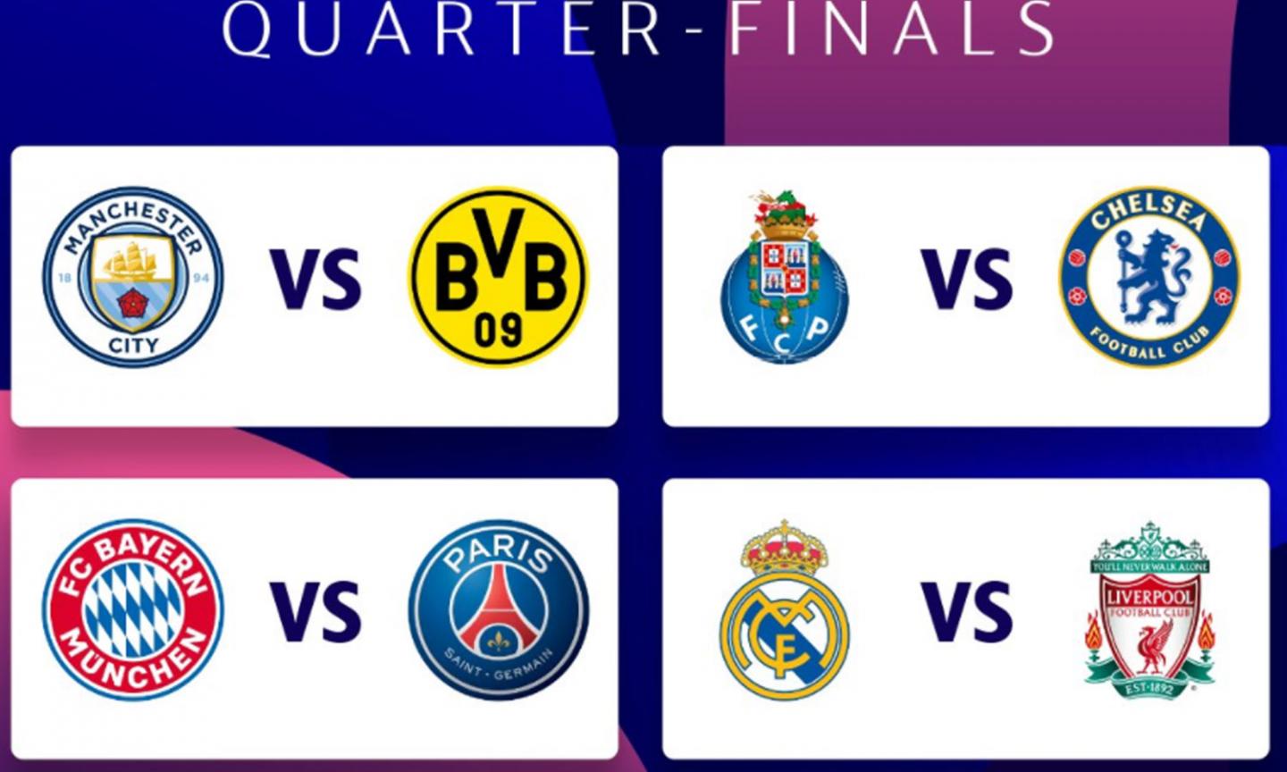 Sorteggio Champions: City-Dortmund, Porto-Chelsea, Bayern-PSG e Real-Liverpool. In semifinale...