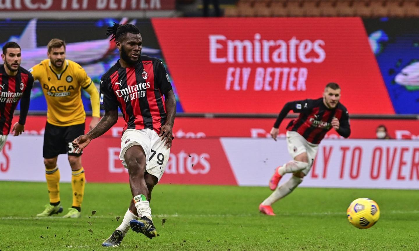 Il rigore di Kessie salva il Milan all'ultimo: 1-1 contro l'Udinese