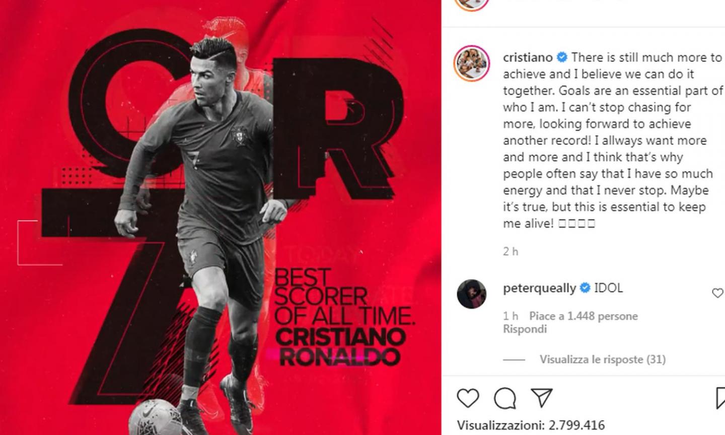 Ronaldo sui social: 'Ancora tanto da conquistare insieme'. Ma la maglia non è della Juve... FOTO