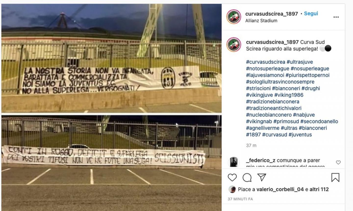 Superlega, la protesta dei tifosi della Juve fuori dallo Stadium: 'La nostra storia infangata, vergogna!'