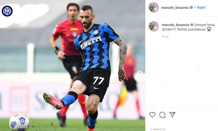 Brozovic attacca: 'Sempre forza Inter. Con la Juve partita scandalosa'. Con l'emoticon di un pagliaccio